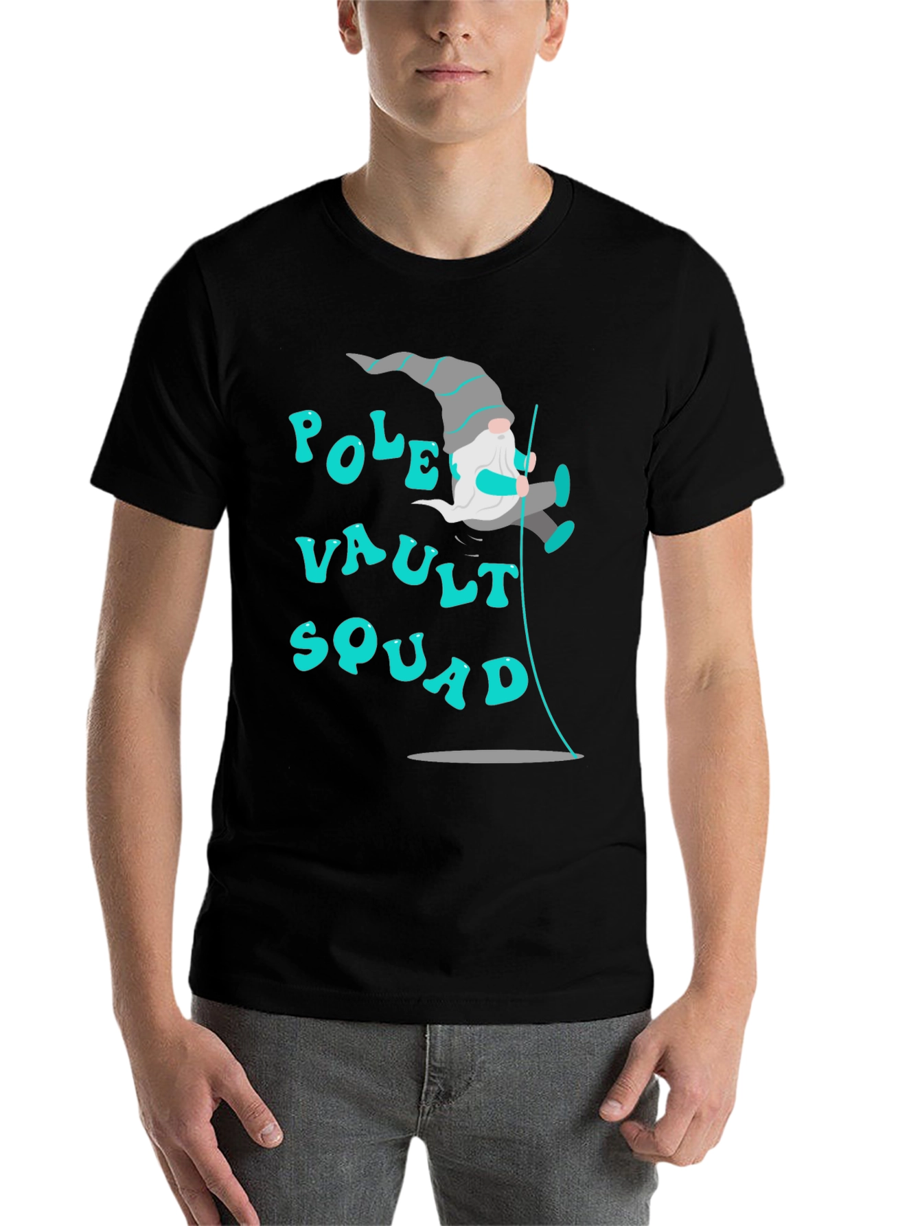 Black Pole Vault Squad T-Shirt - Unique Design view 7