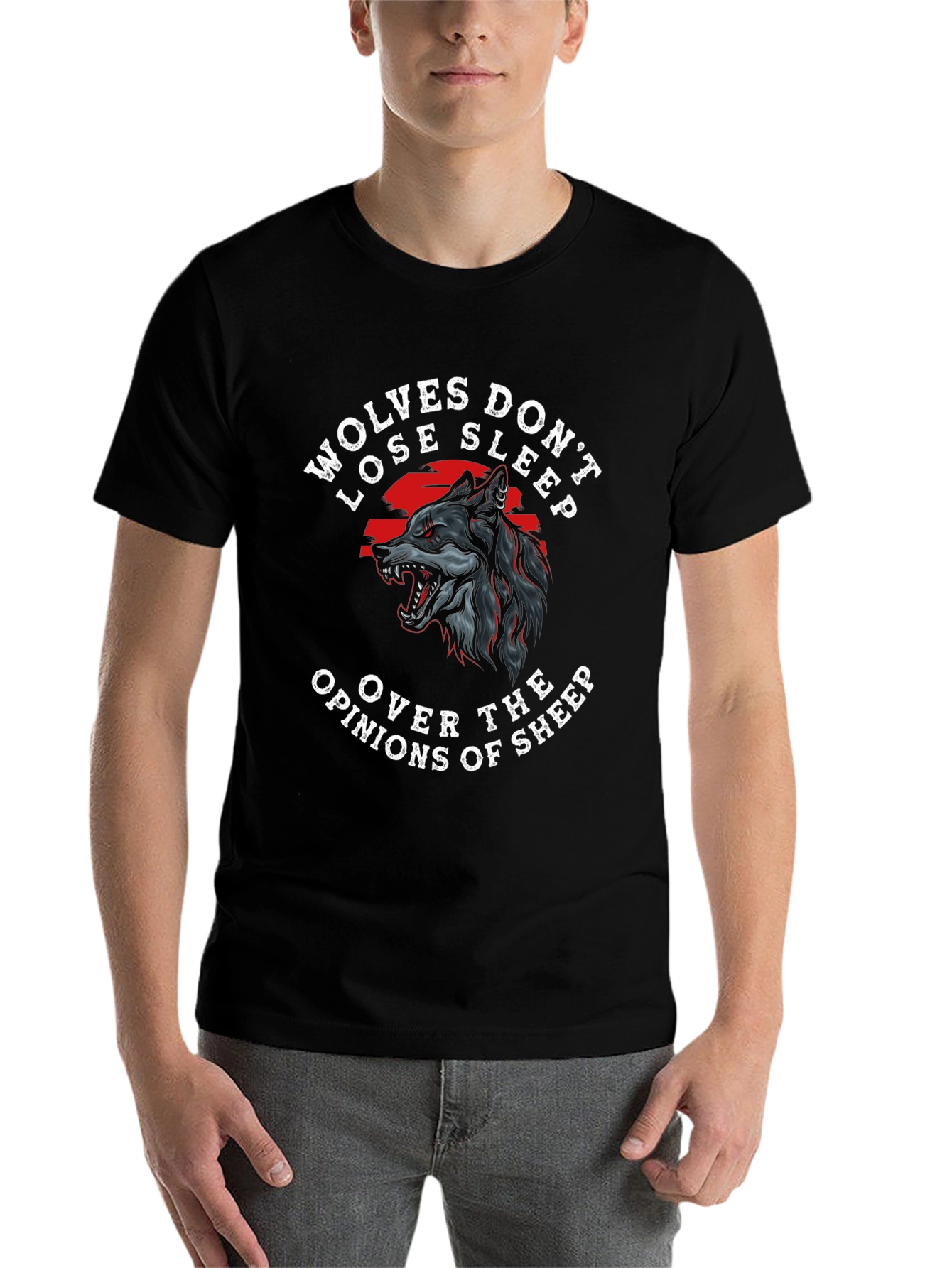 Black Wolves Don't Lose Sleep Graphic Tee - Black view 7