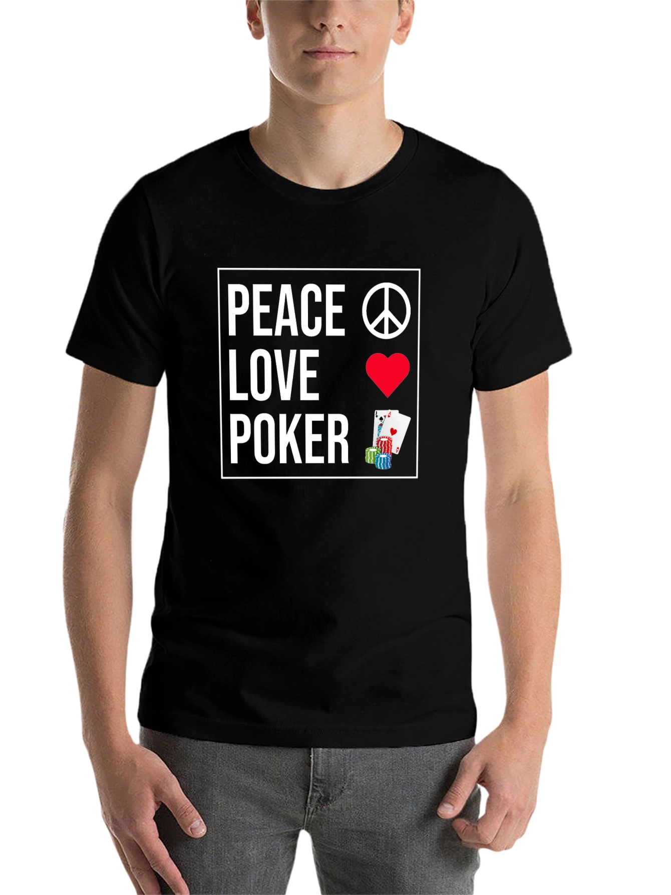 Peace Love Poker T-Shirt - Casino Game Night Apparel - 7
