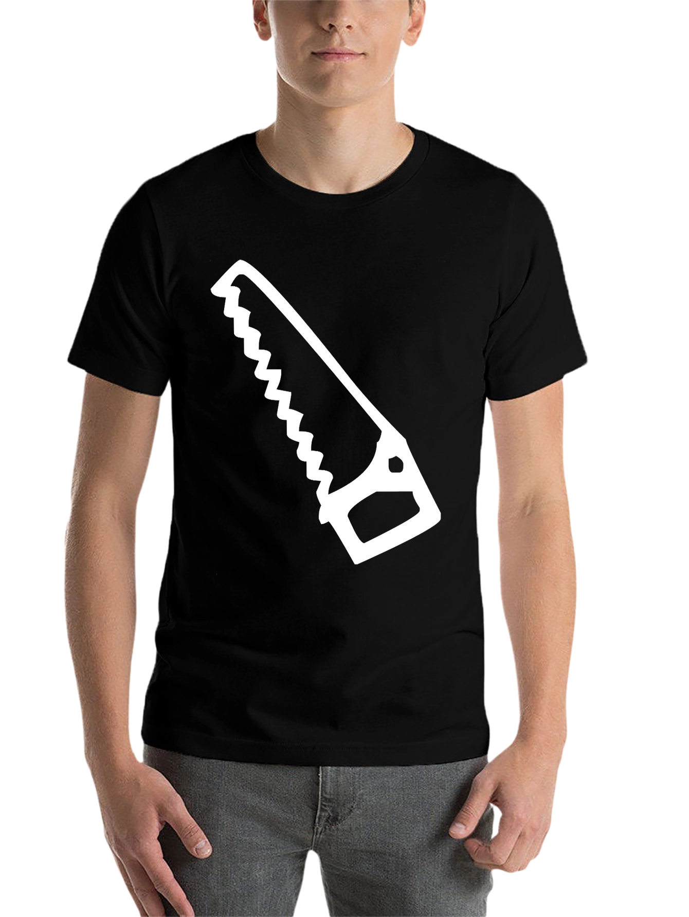 Black Hand Saw Graphic Tee - Black Cotton T-Shirt view 7
