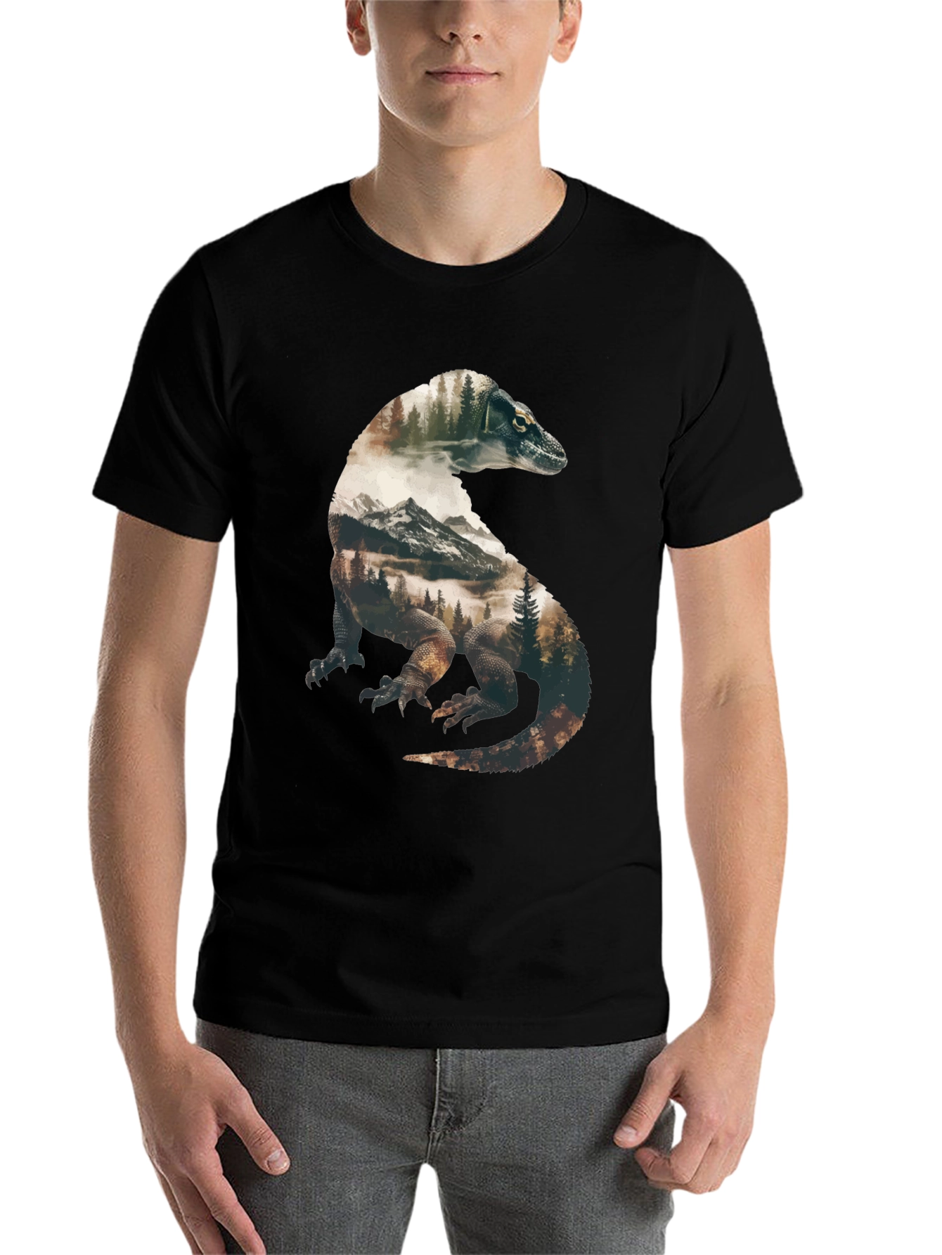 Black Komodo Dragon Nature Graphic Tee view 7