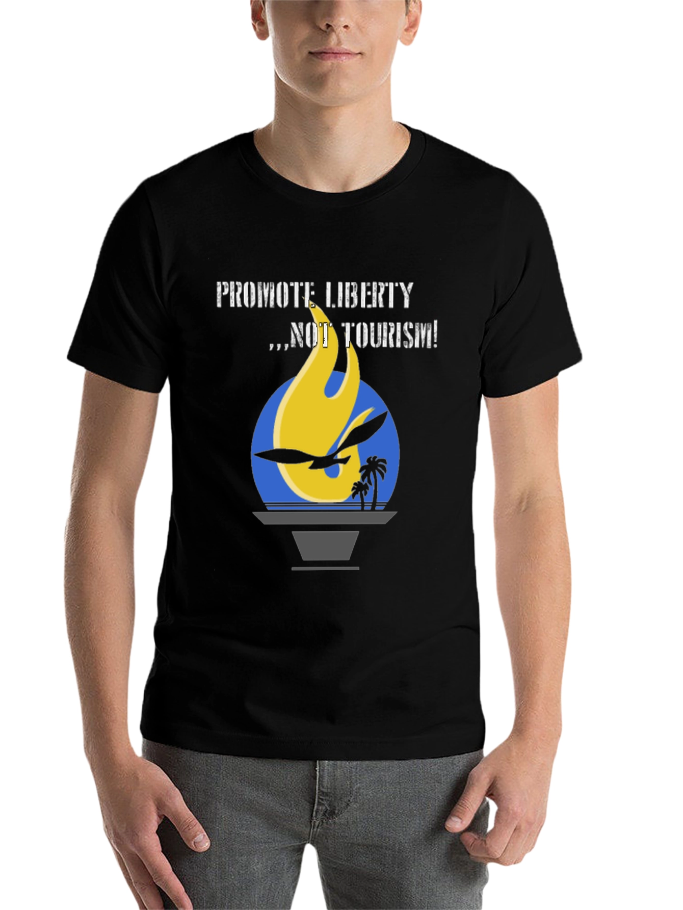 Black Promote Liberty Graphic Tee - Black Cotton T-Shirt view 7