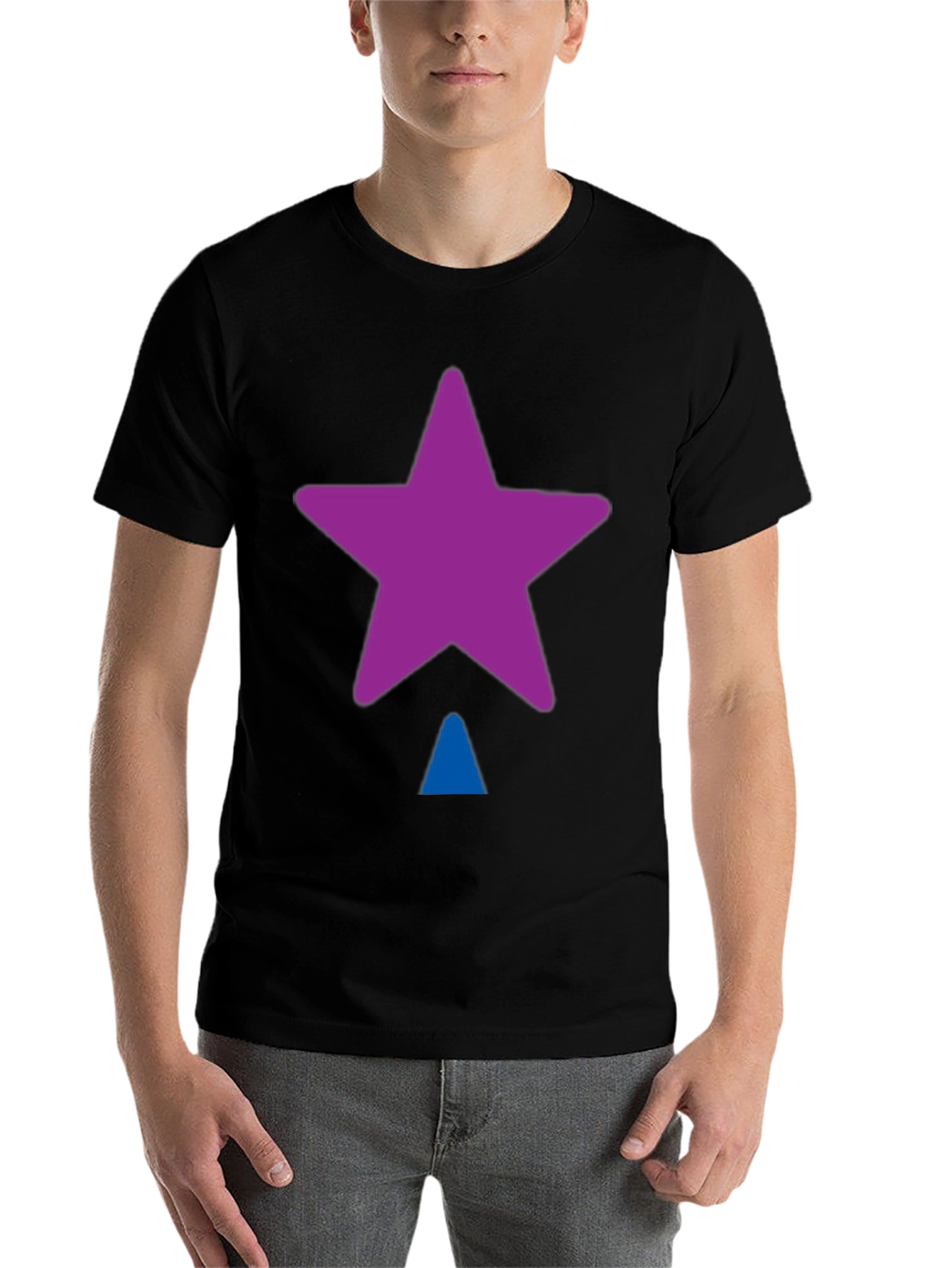 Black Star Triangle Graphic T-Shirt - Casual Black Tee view 7