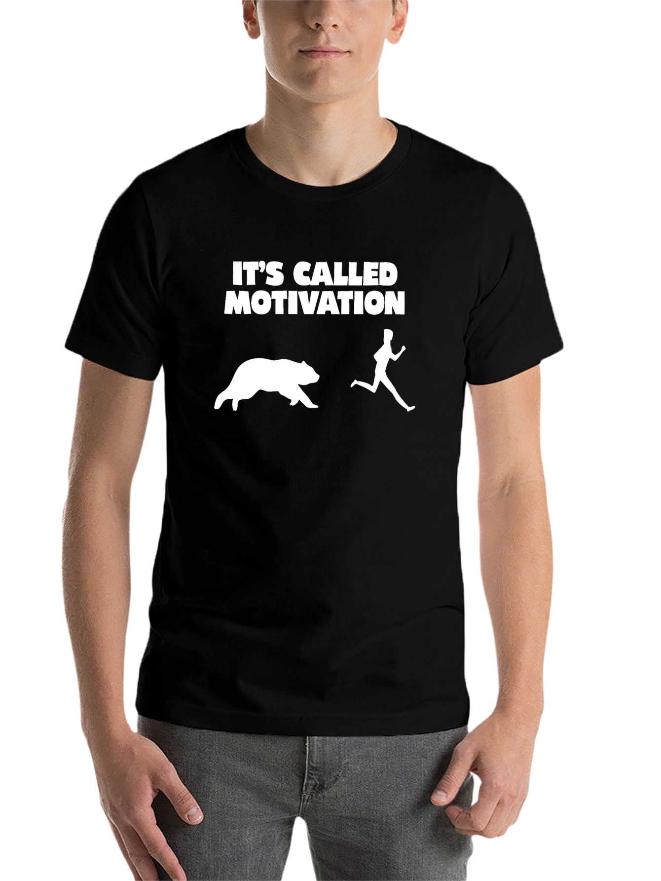 Black Motivation Bear Chase T-Shirt view 7