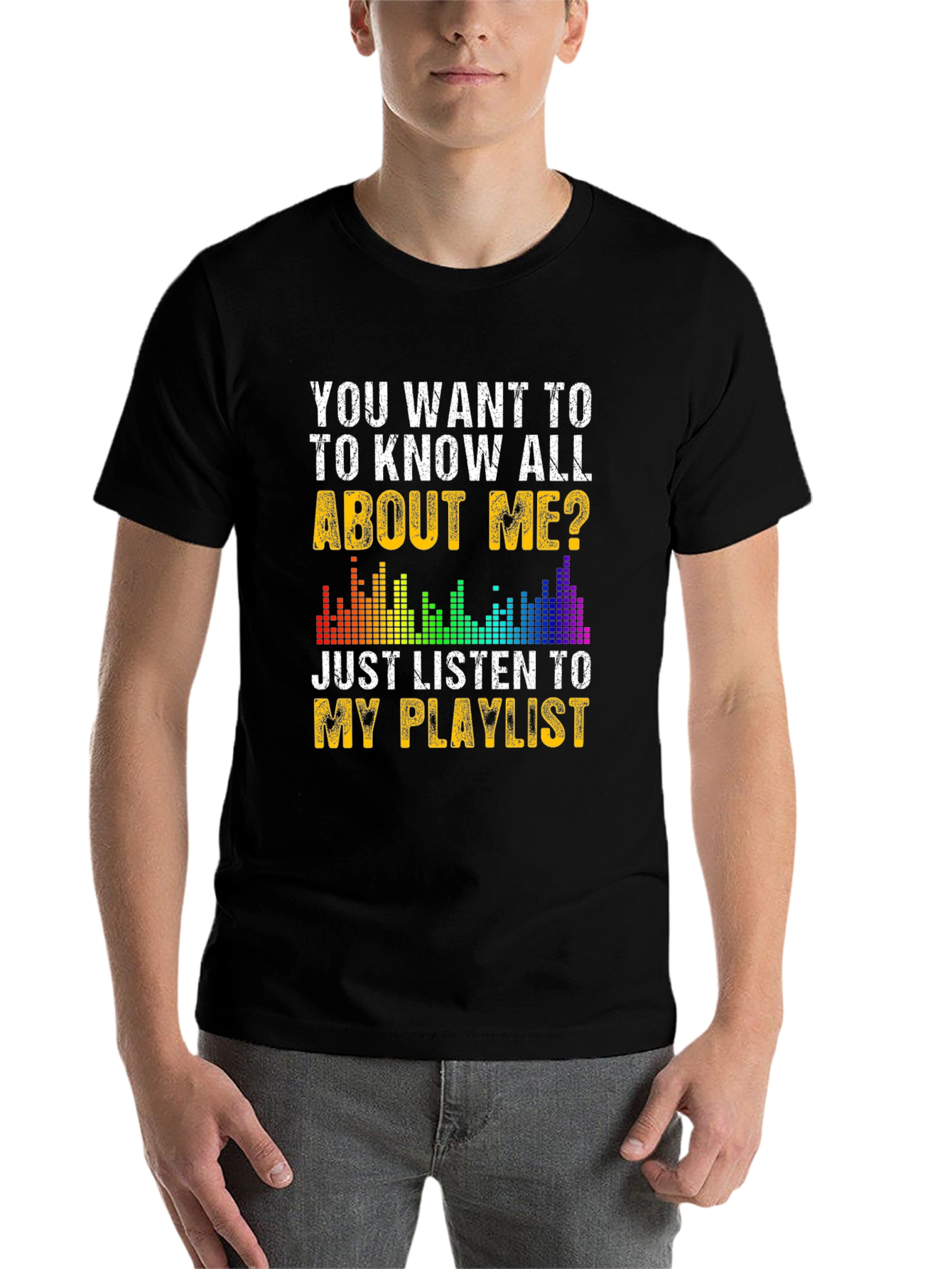 Black Listen to My Playlist Graphic Tee view 7