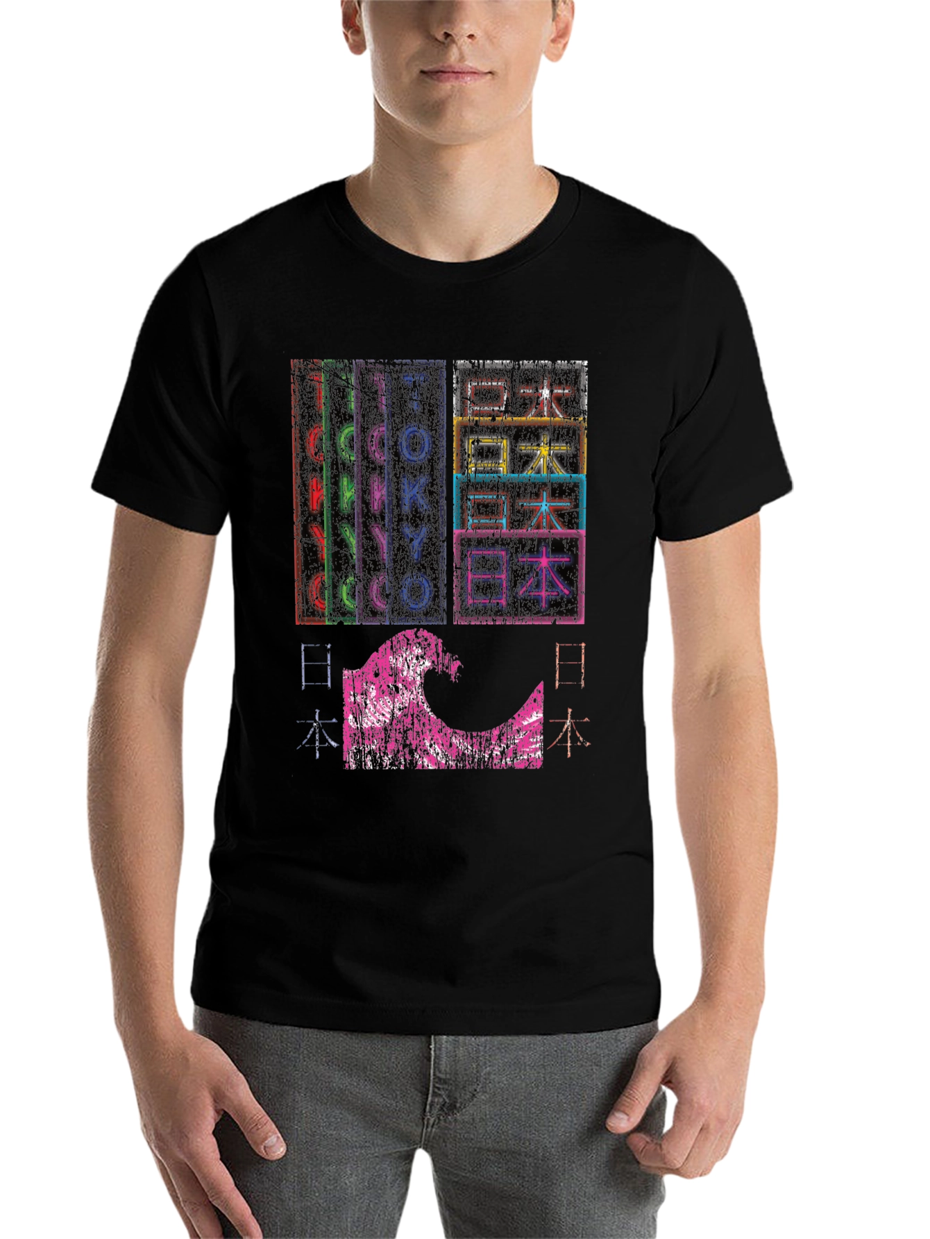 Black Tokyo Wave Graphic T-Shirt - Japan Inspired Design view 7