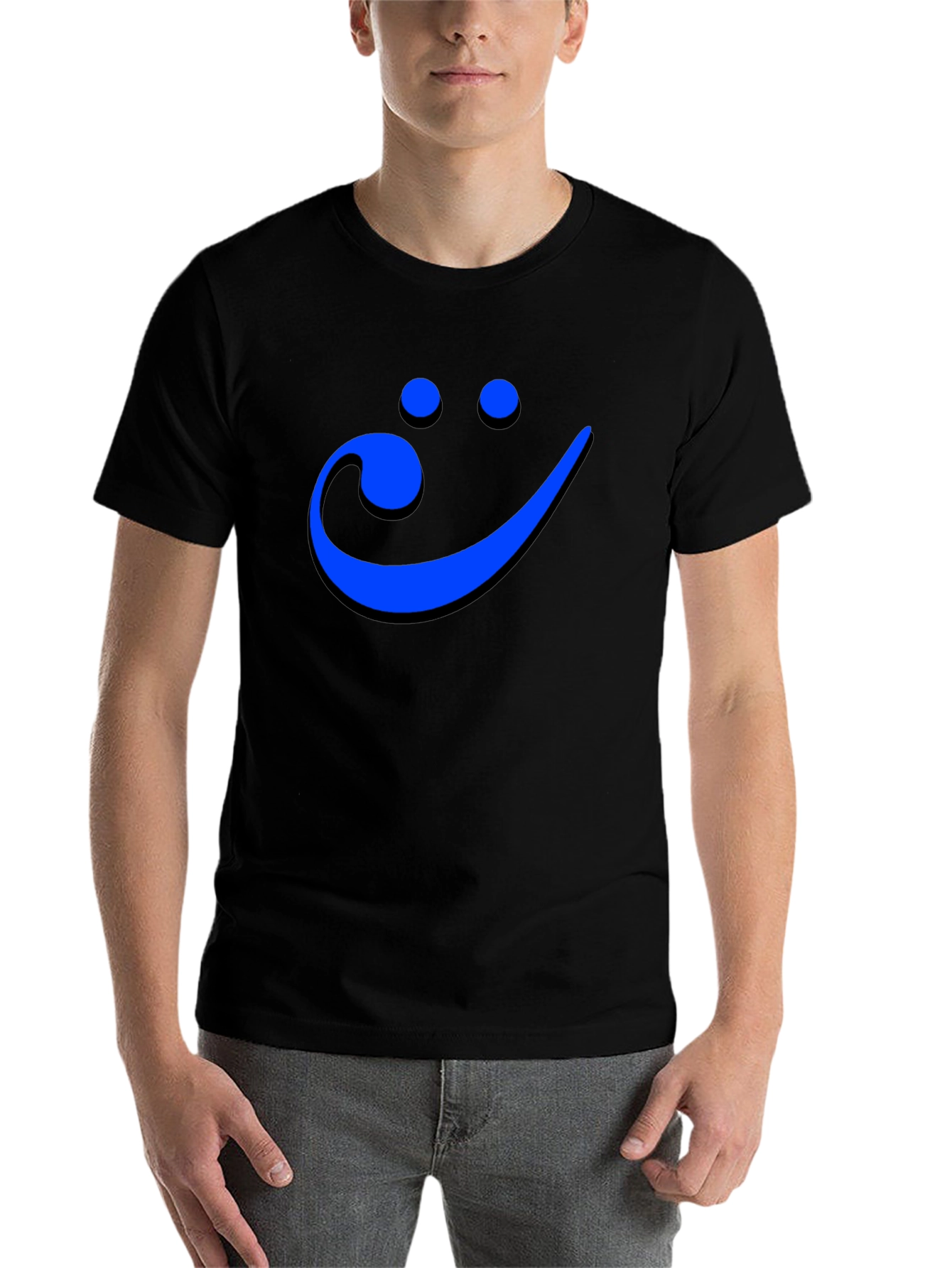 Black Smiley Face Musical Note Men's Graphic Tee view 7