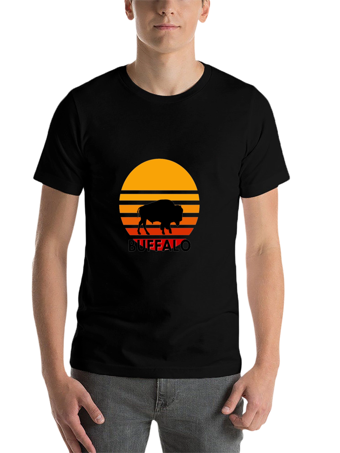 Black Buffalo Sunset Graphic Tee - Retro Style view 7