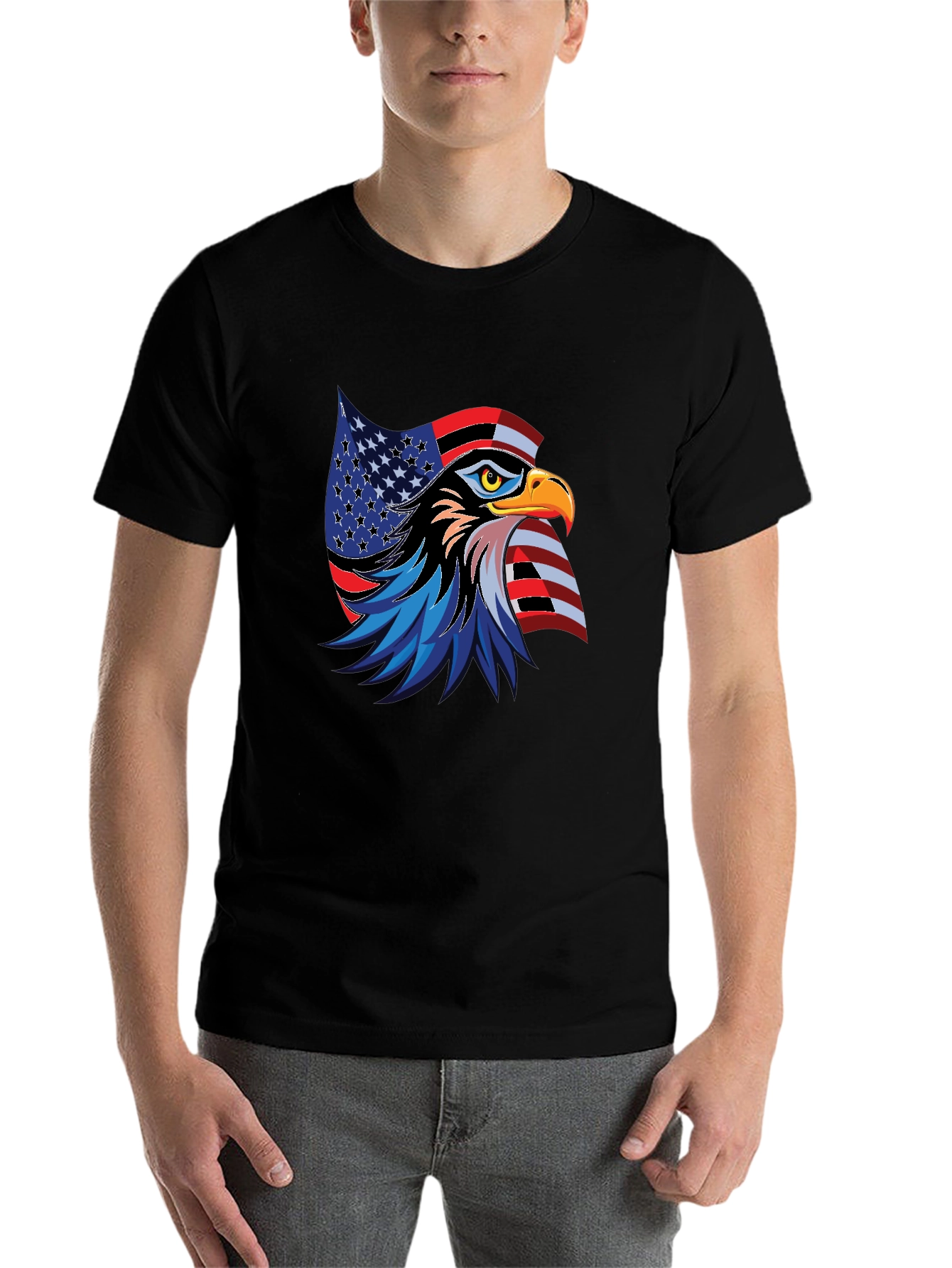 Black Patriotic Eagle Graphic T-Shirt view 7