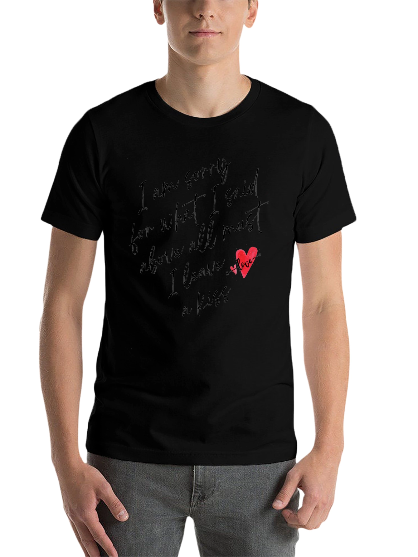 Black Sorry Love Kiss Heart Tee view 7