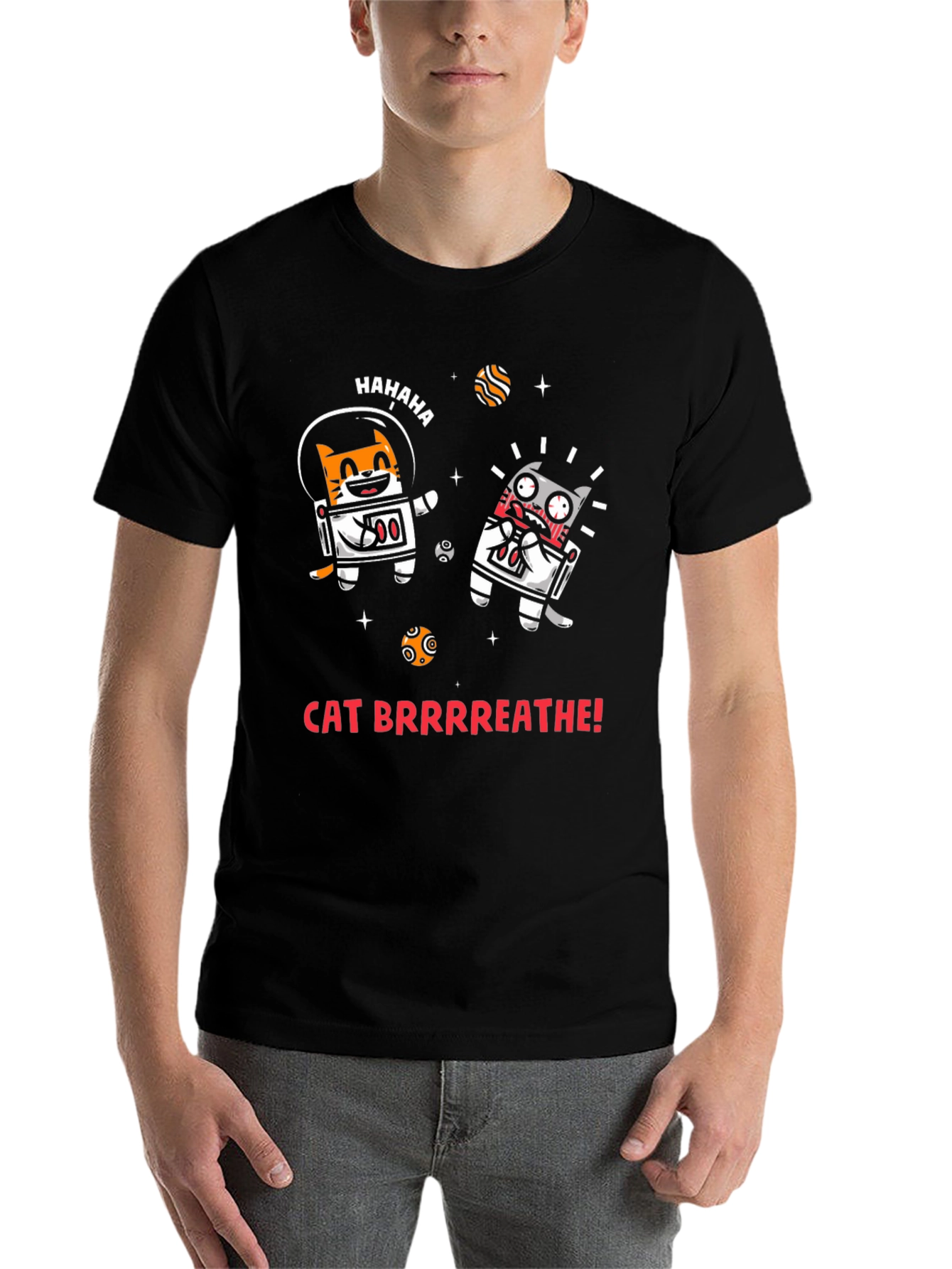 Black Cat Brrrreathe! Graphic Tee view 7