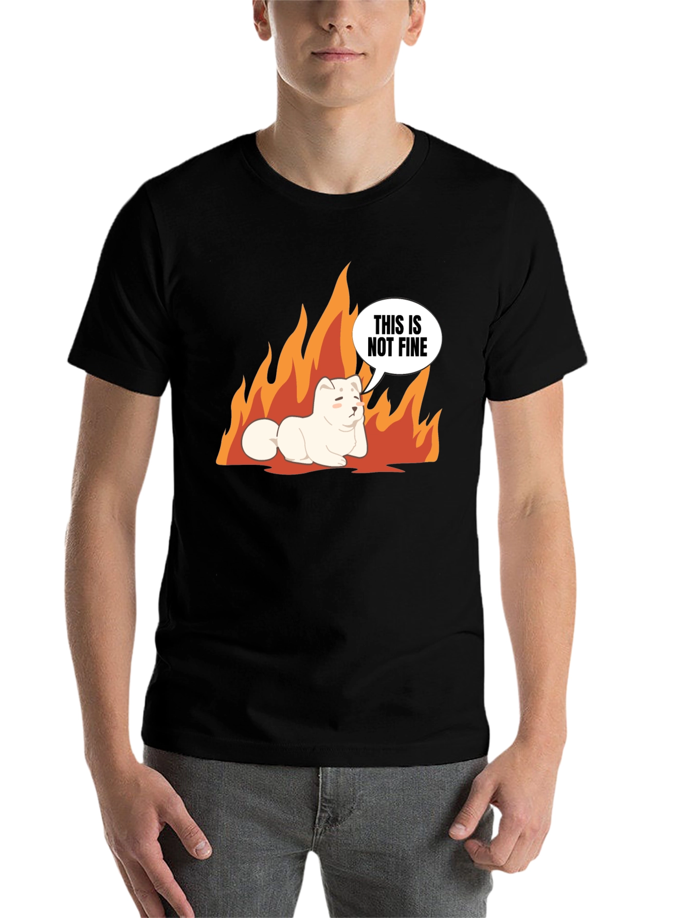 Black This Is Not Fine Dog Meme T-Shirt view 7