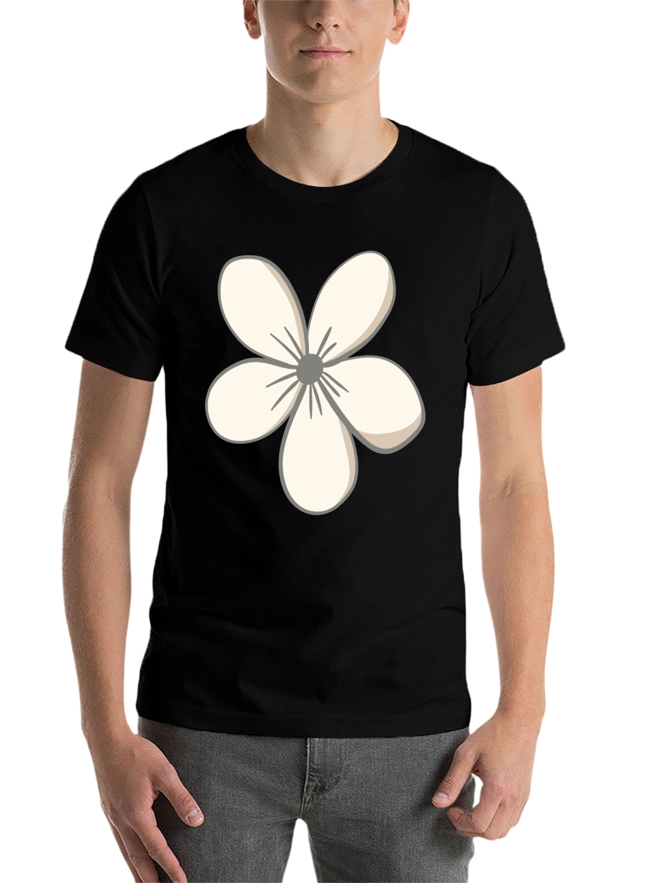 Black Floral Graphic Tee - Casual Black T-Shirt view 7