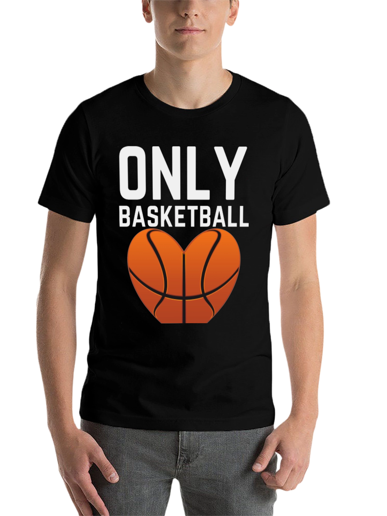 Black Only Basketball Heart Graphic Tee view 7