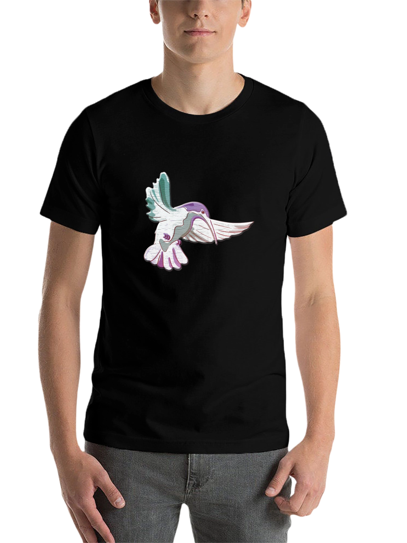 Black Hummingbird Graphic Black T-Shirt view 7