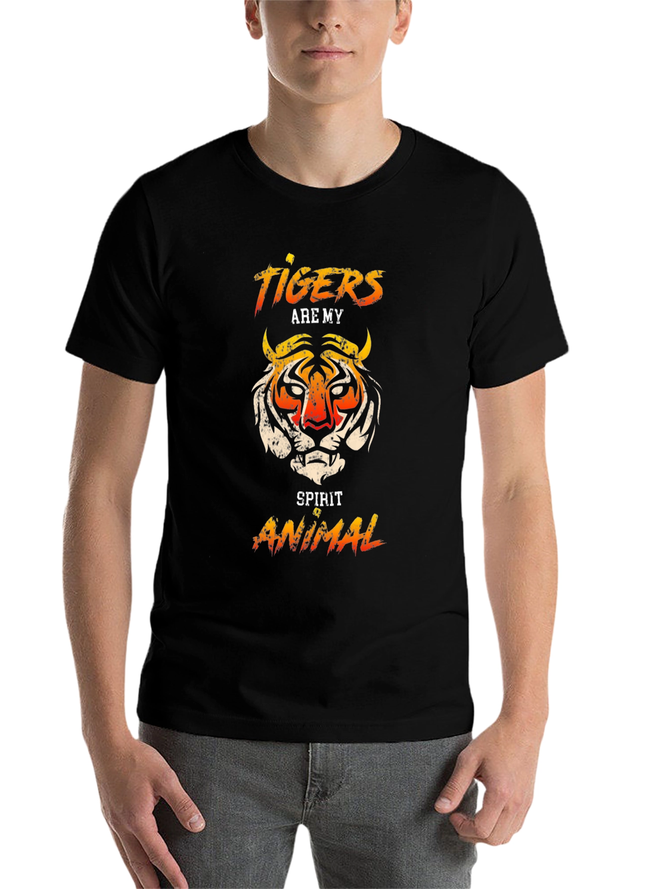 Black Tiger Spirit Animal Graphic T-Shirt view 7