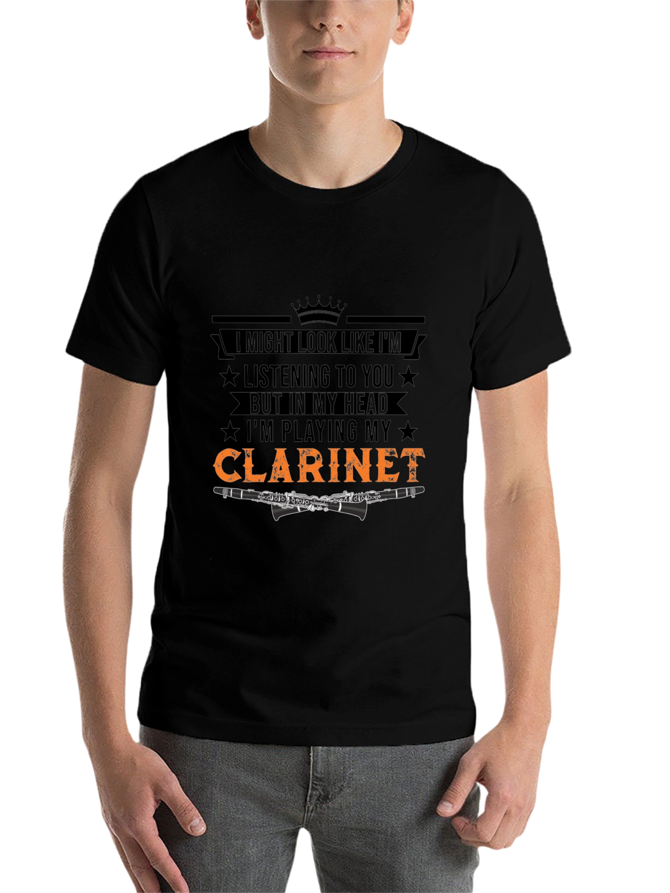 Black Clarinet Player Novelty T-Shirt view 7