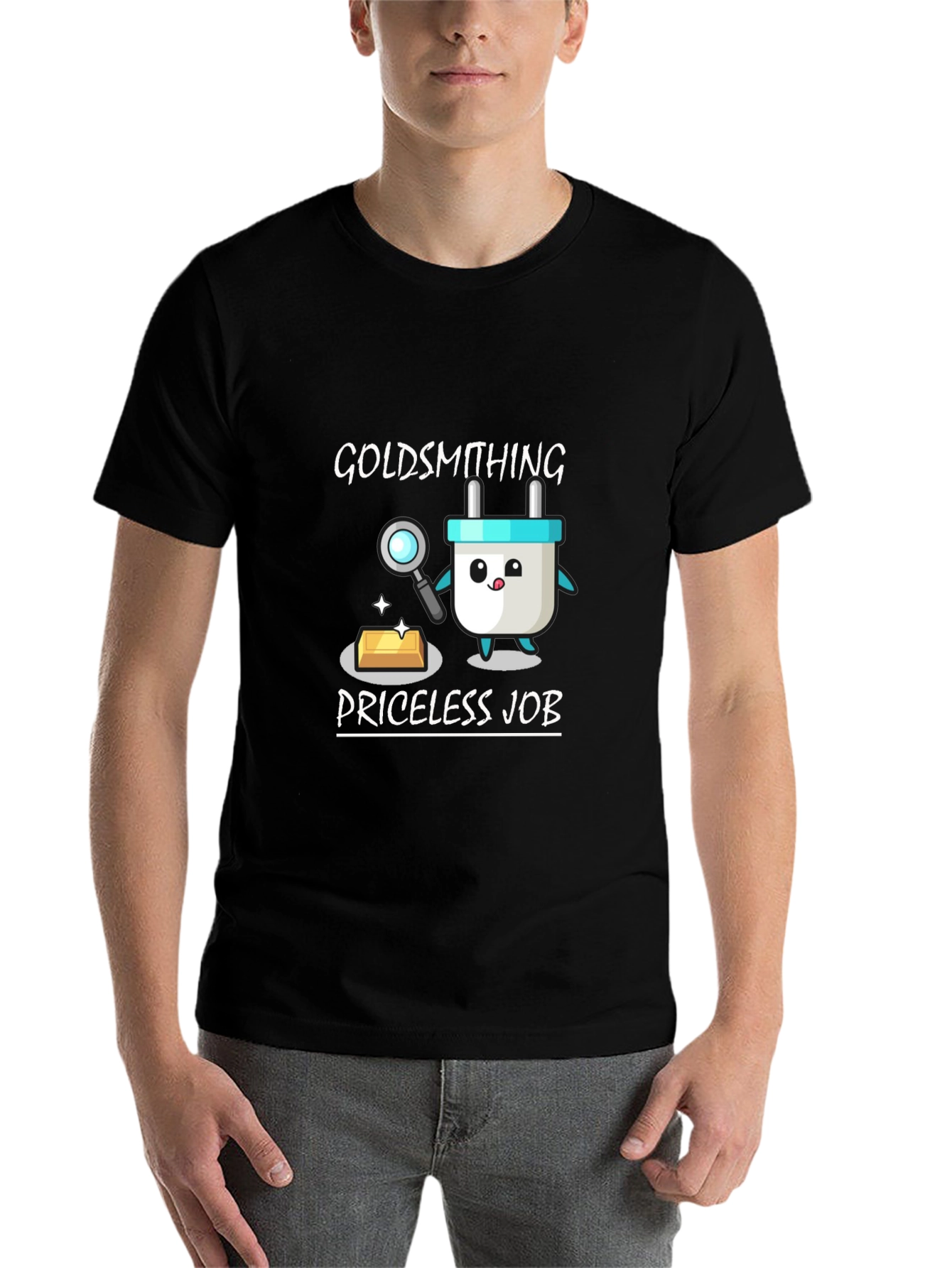 Black Goldsmithing Priceless Job Black T-Shirt view 7