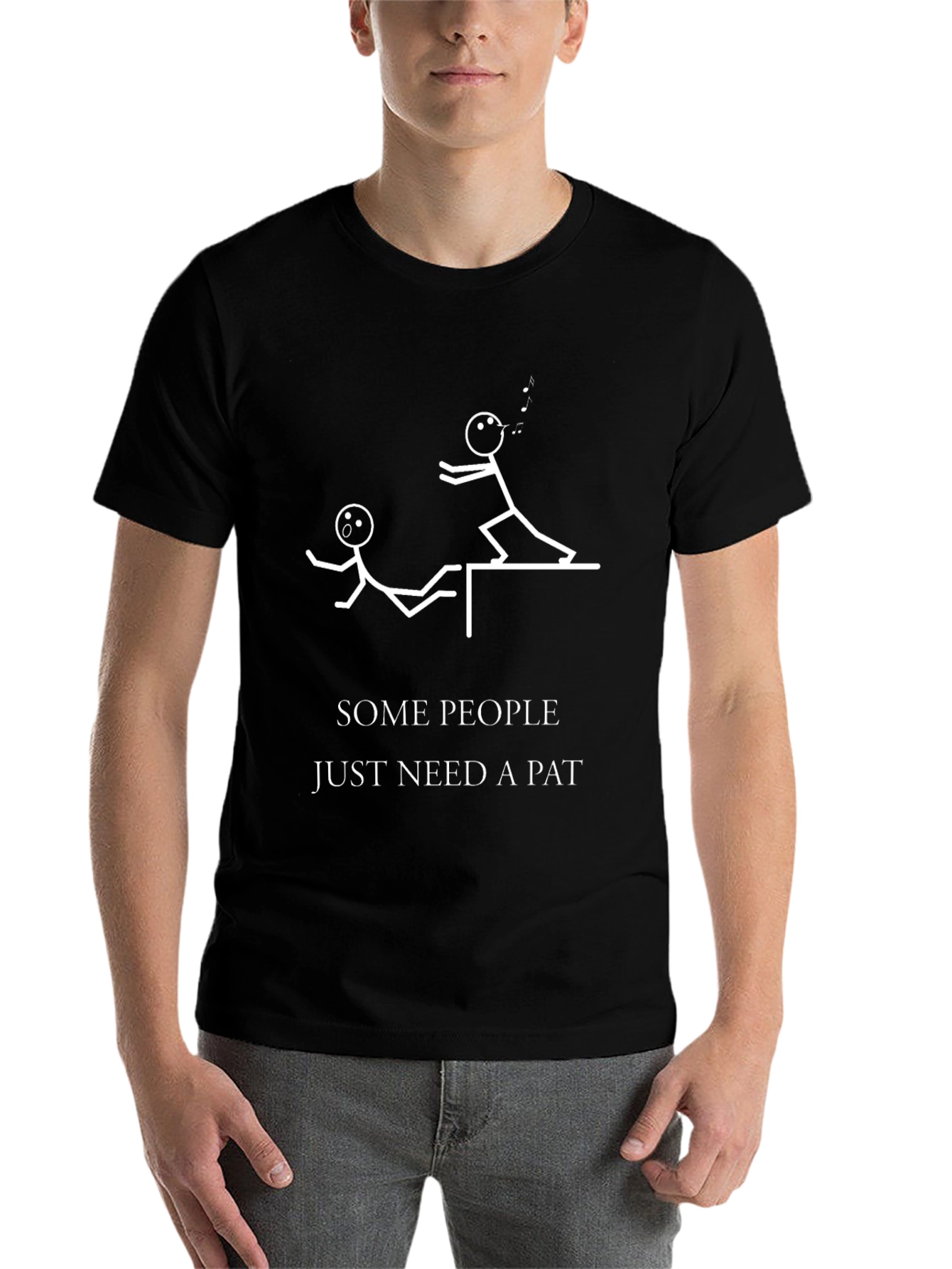 Black Humorous Graphic T-Shirt - Just Needs a Pat view 7