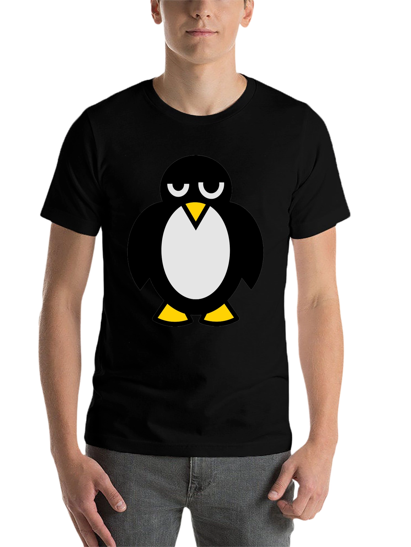 Black Cool Penguin Graphic T-Shirt - Black view 7