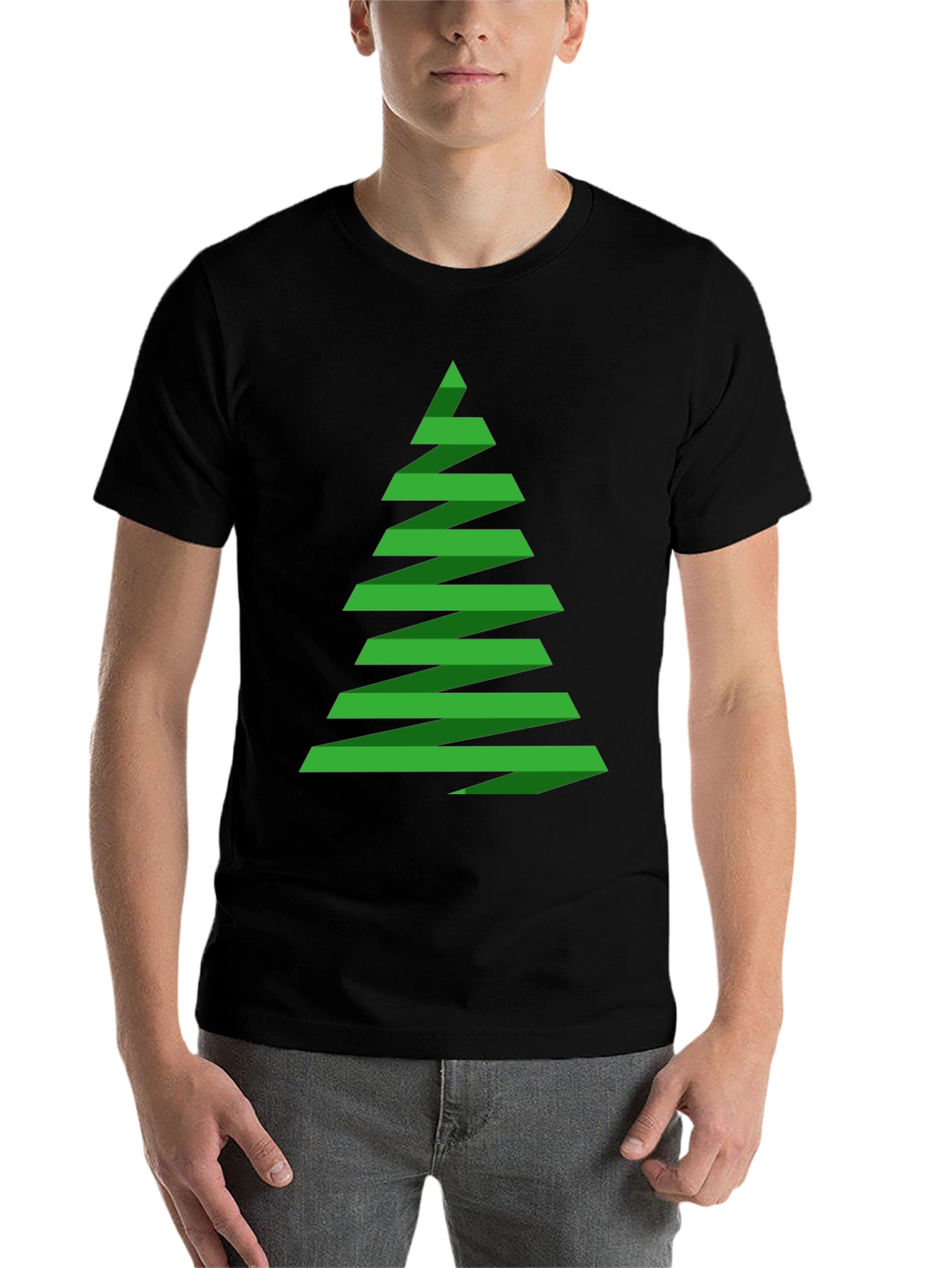 Black Abstract Christmas Tree Graphic Tee - Holiday Shirt view 7