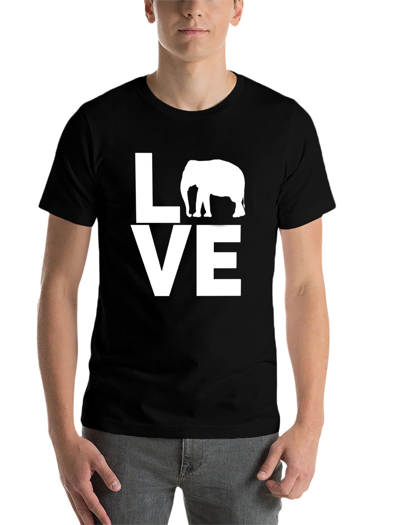 Black Love Elephant Graphic T-Shirt - Black view 7