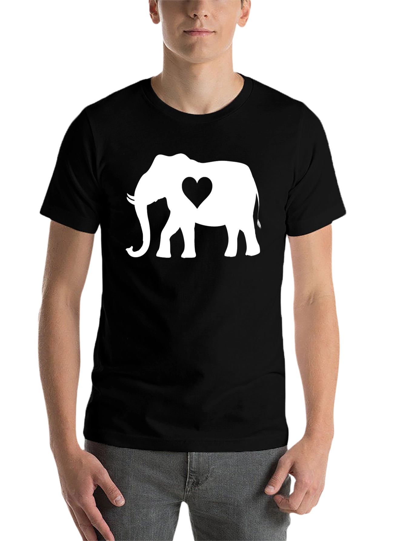 Black Elephant Heart Graphic Tee - Black Cotton Blend view 7