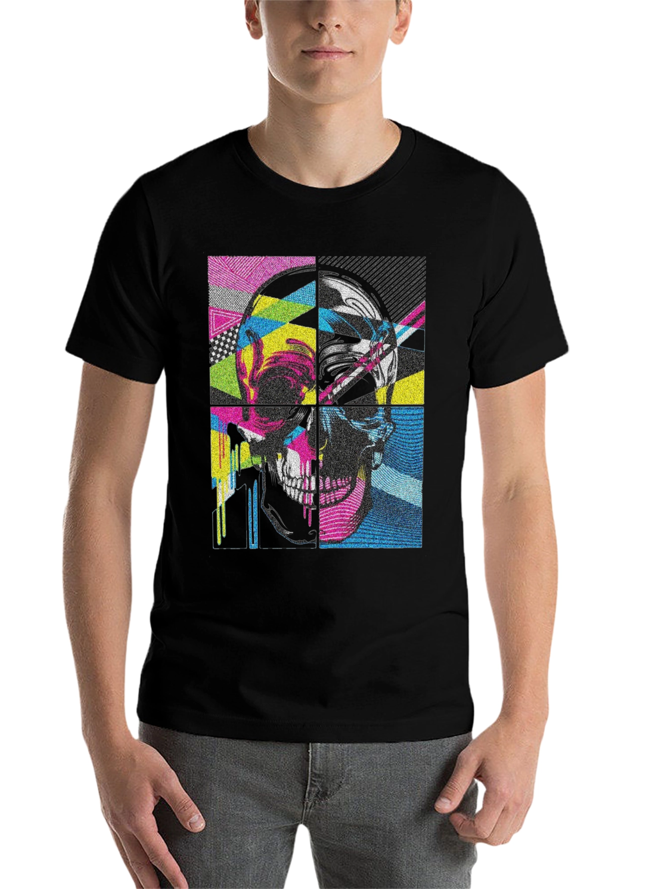 Black Pop Art Skull Graphic Tee - Black view 7
