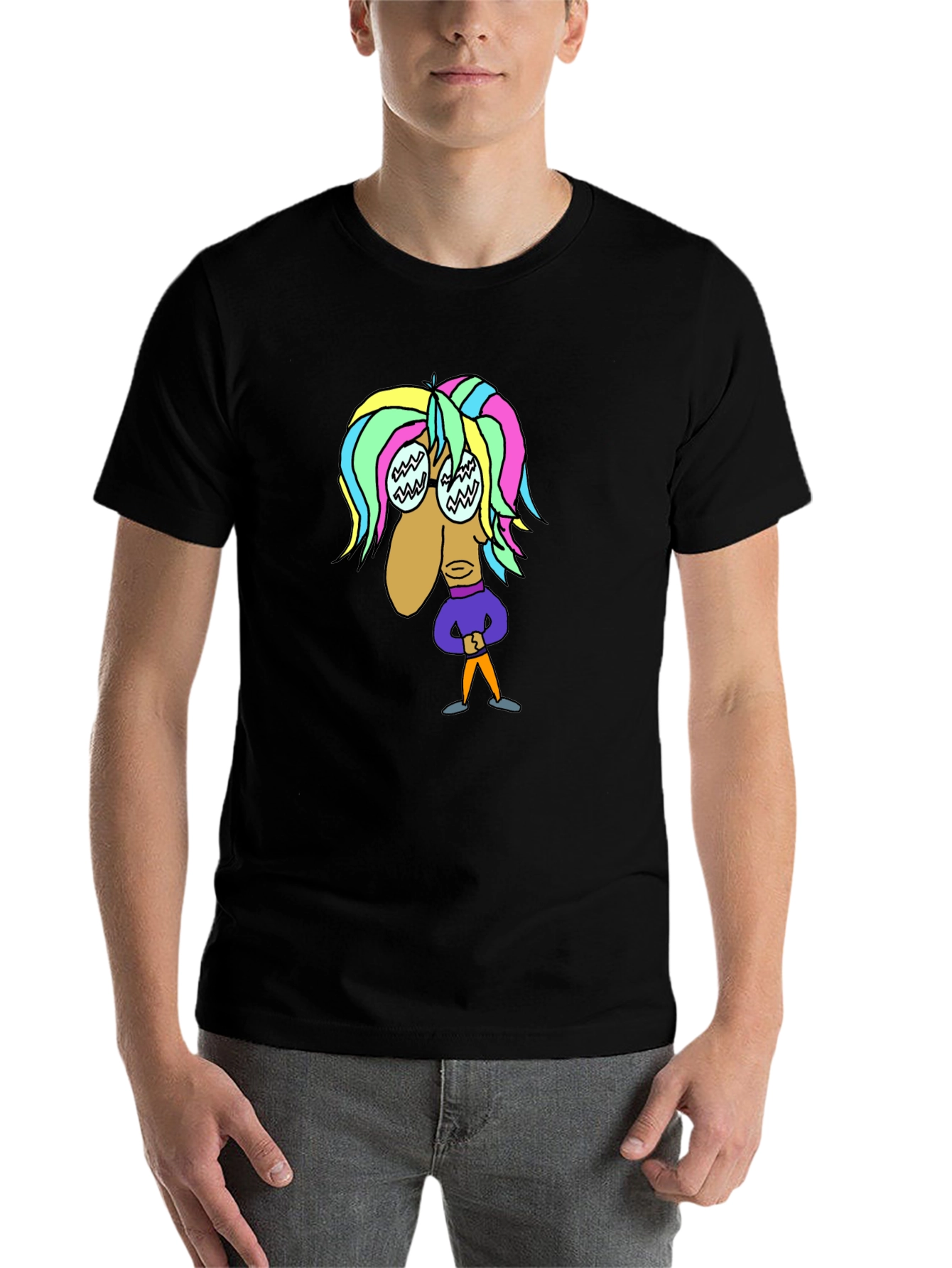 Black Cartoon Character Black T-Shirt view 7