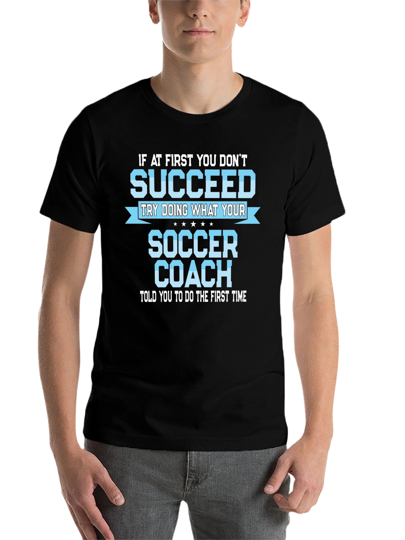 Black Soccer Coach Motivational T-Shirt view 7