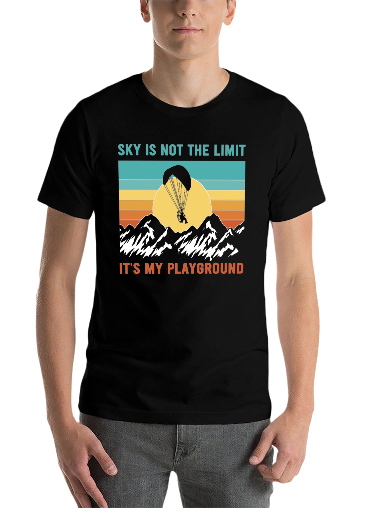 Black Sky is Not the Limit T-Shirt - Paragliding Tee view 7