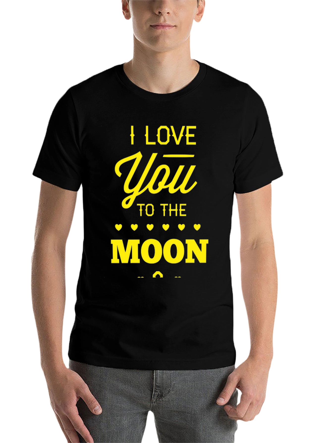 Black I Love You to the Moon T-Shirt - Men's Graphic Tee view 7
