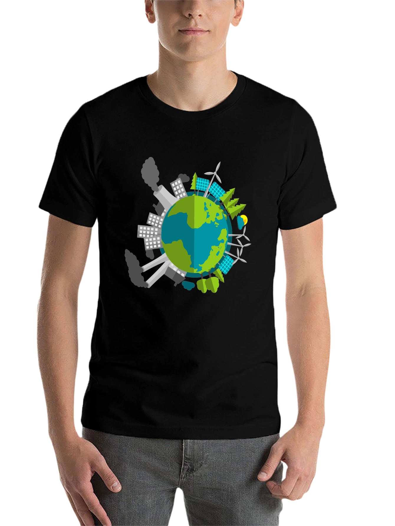 Black Eco Earth Graphic T-Shirt - Black view 7