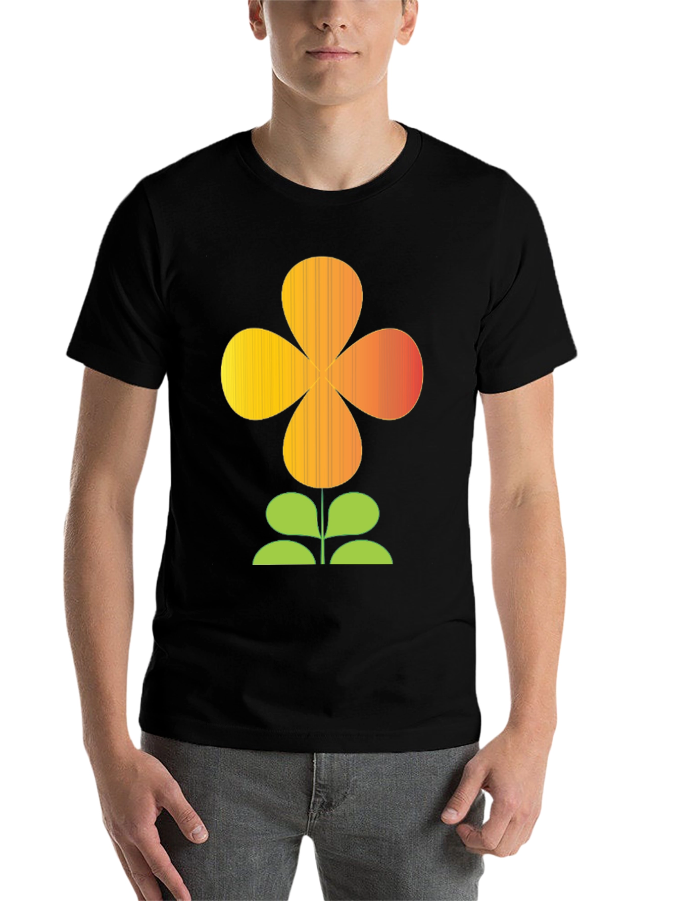 Black Retro Flower Power Graphic T-Shirt - Black view 7