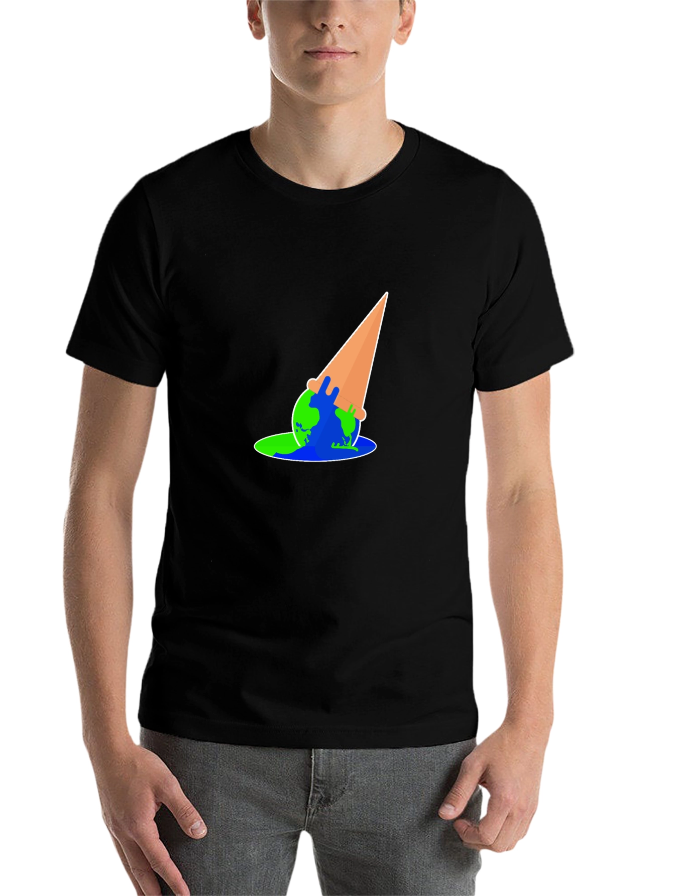 Black Earth Melting Ice Cream Cone Graphic T-Shirt view 7