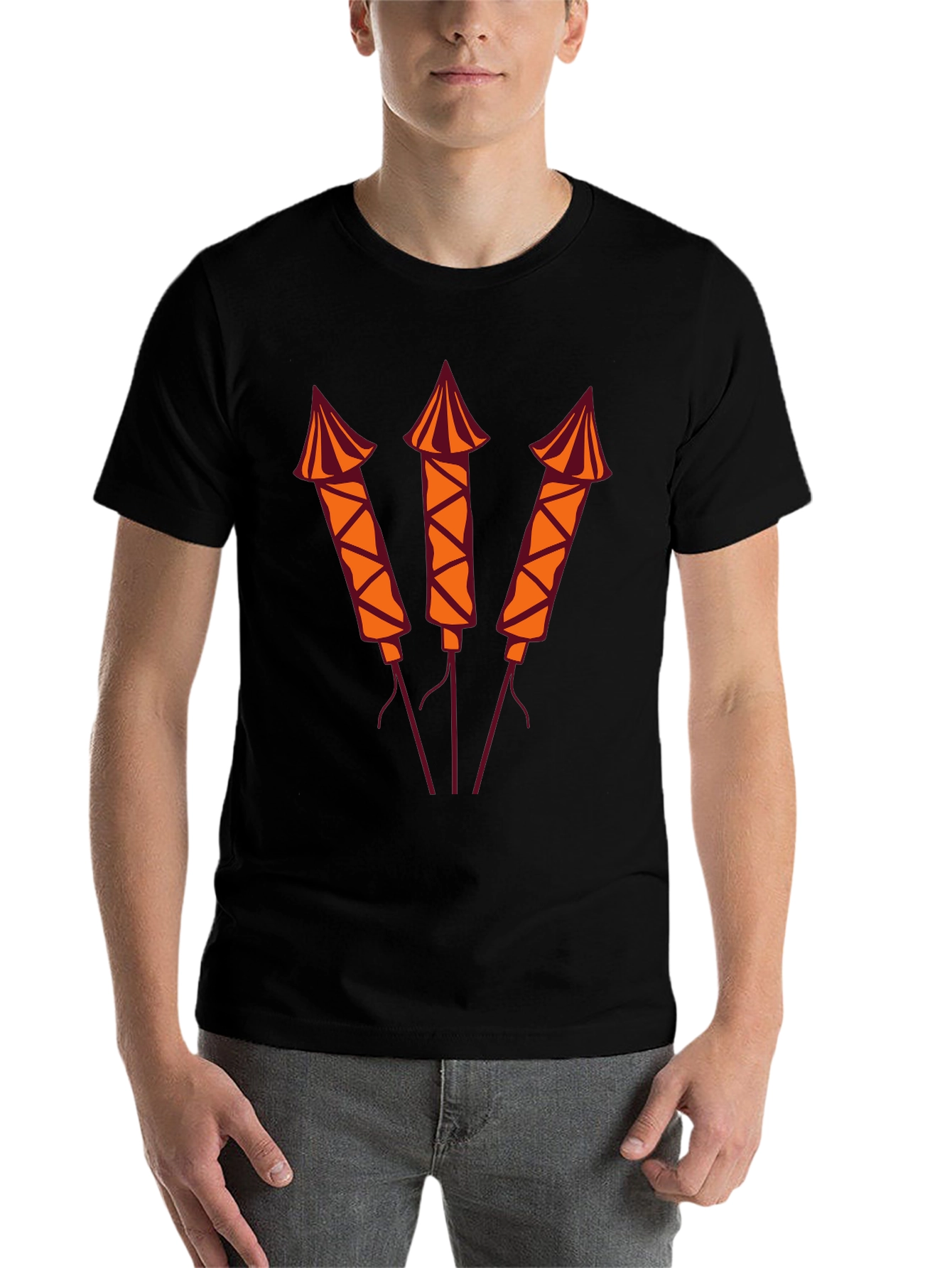 Black Firecracker Graphic Tee - Black Crew Neck T-Shirt view 7