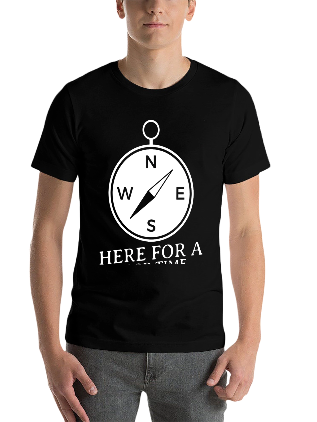 Black Compass Graphic T-Shirt - Here for a Good Time view 7
