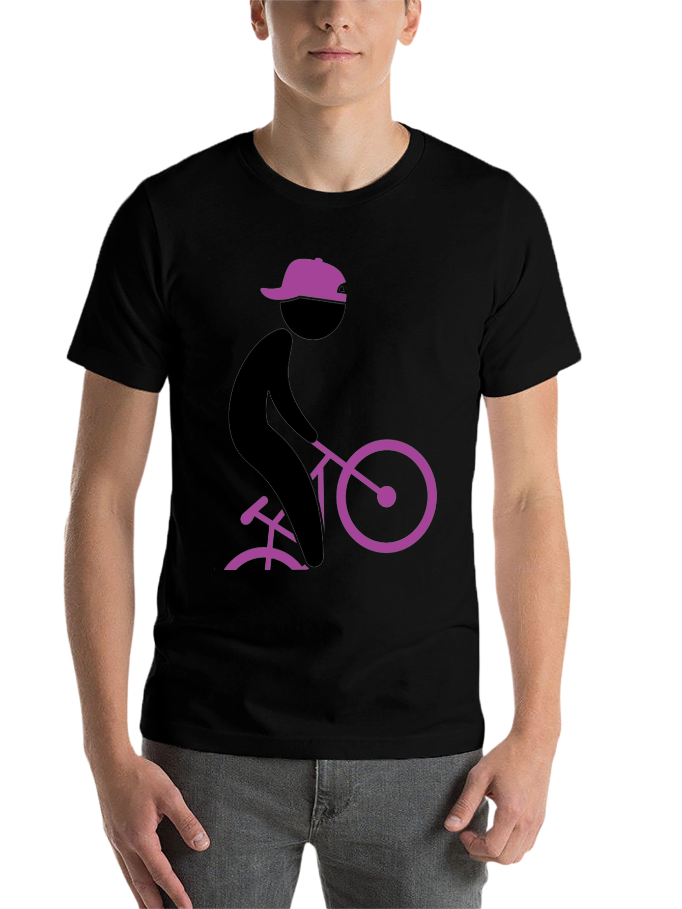 Black Cool Black T-Shirt with Cyclist Graphic view 7