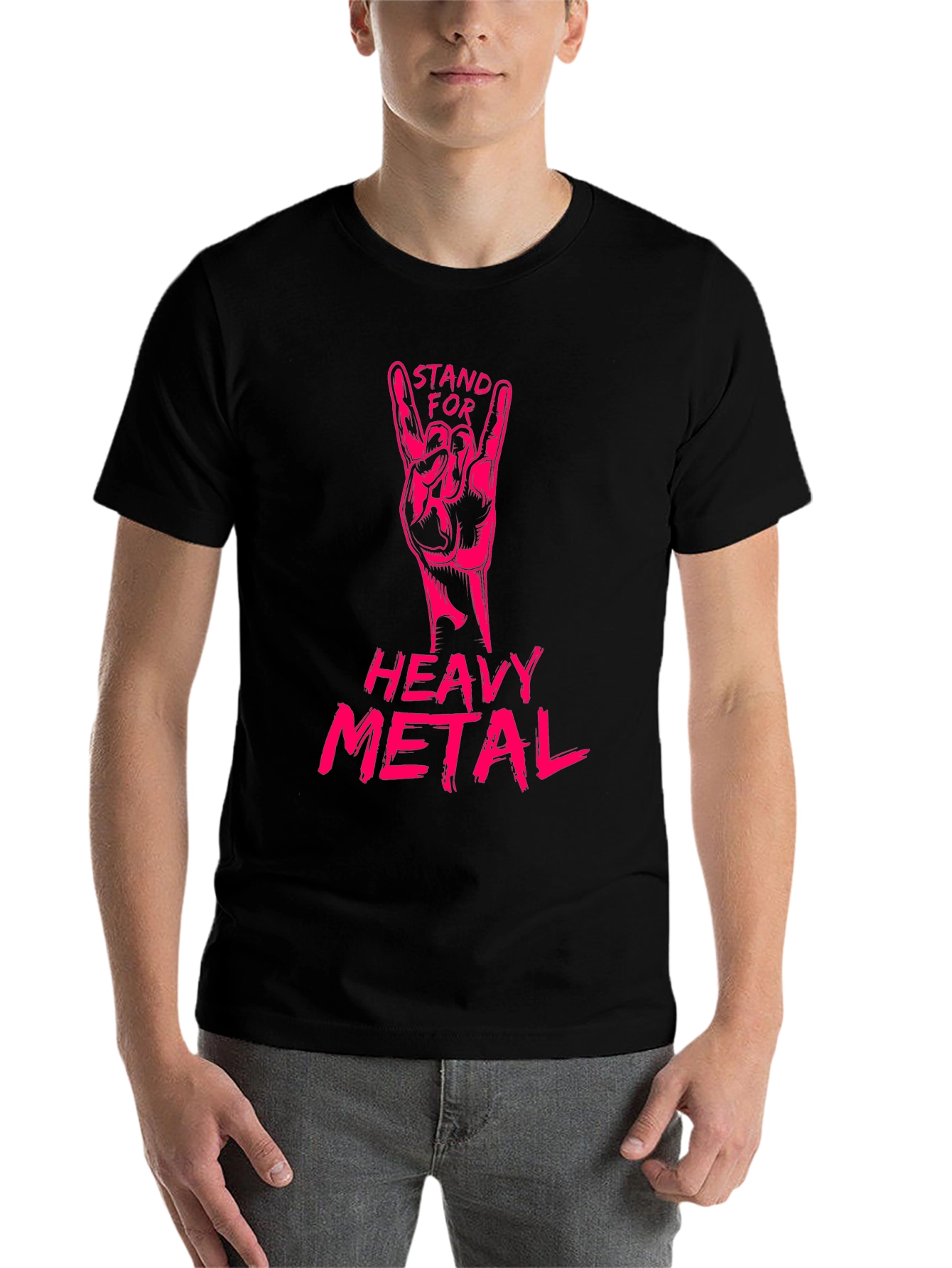 Black Stand for Heavy Metal Graphic T-Shirt view 7