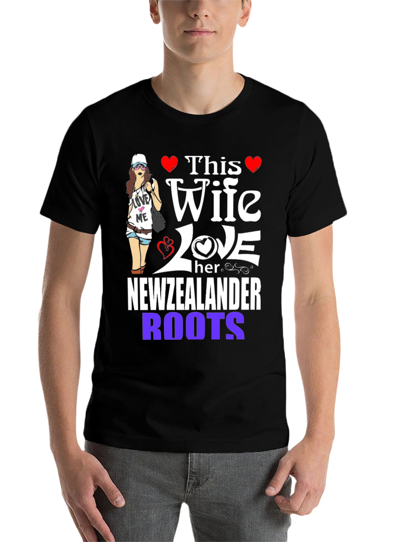 Black New Zealander Wife Novelty T-Shirt view 7