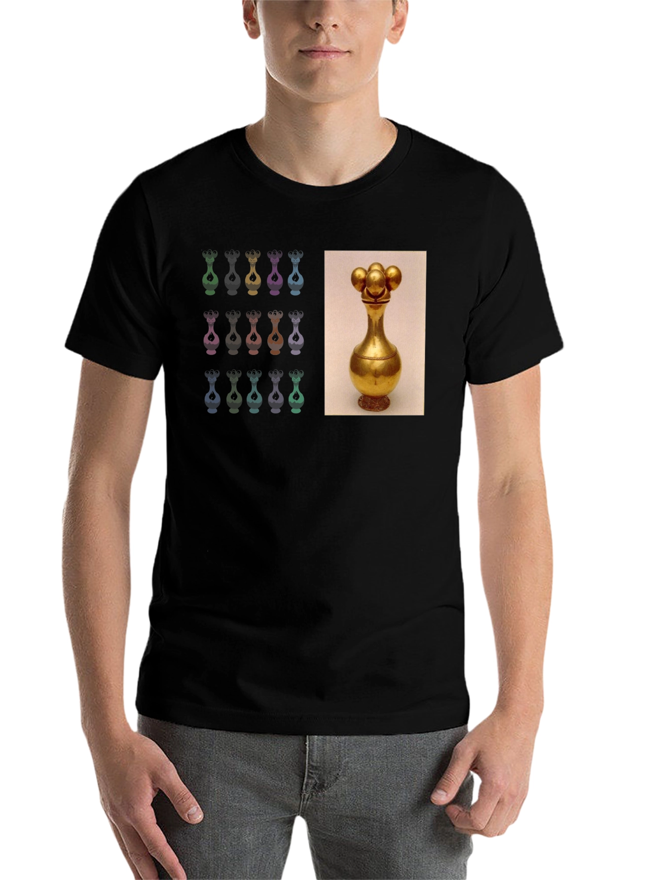 Black Unique Graphic Tee - Golden Vessel Design view 7