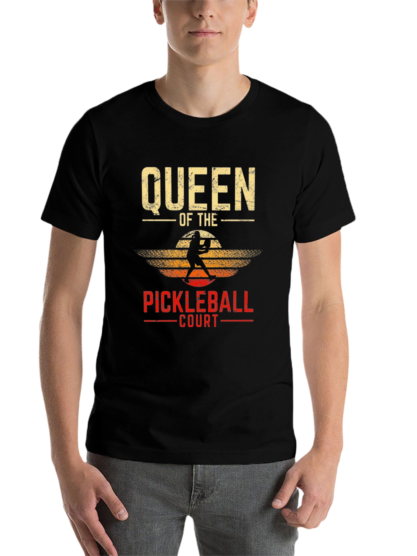 Black Queen of the Pickleball Court T-Shirt view 7