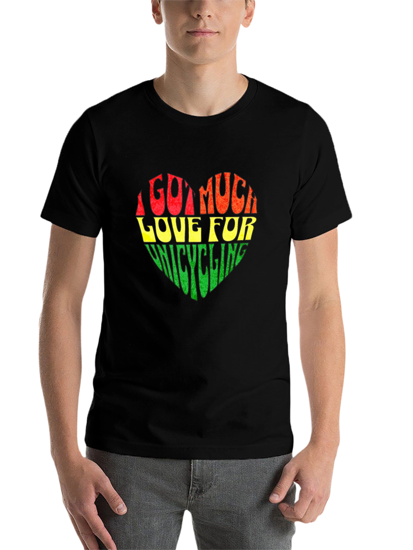 Black Unicycling Love Heart Graphic Tee view 7