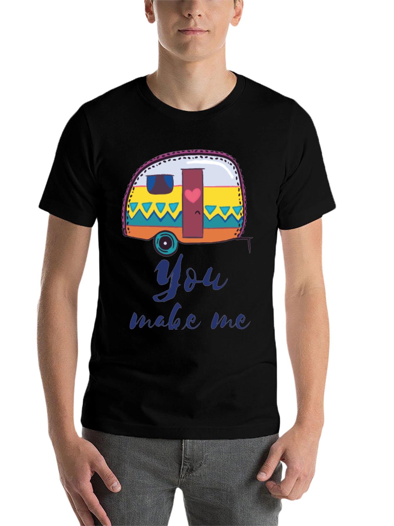 Black Camper Van You Make Me T-Shirt - Black view 7