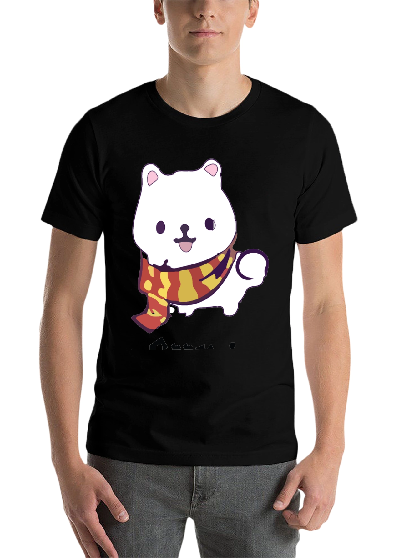 Black Cute Cartoon Dog T-Shirt view 7