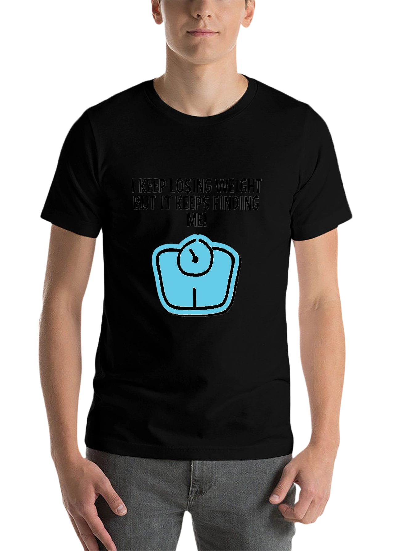 Black Humorous Weight Loss T-Shirt - I Keep Losing Weight! view 7