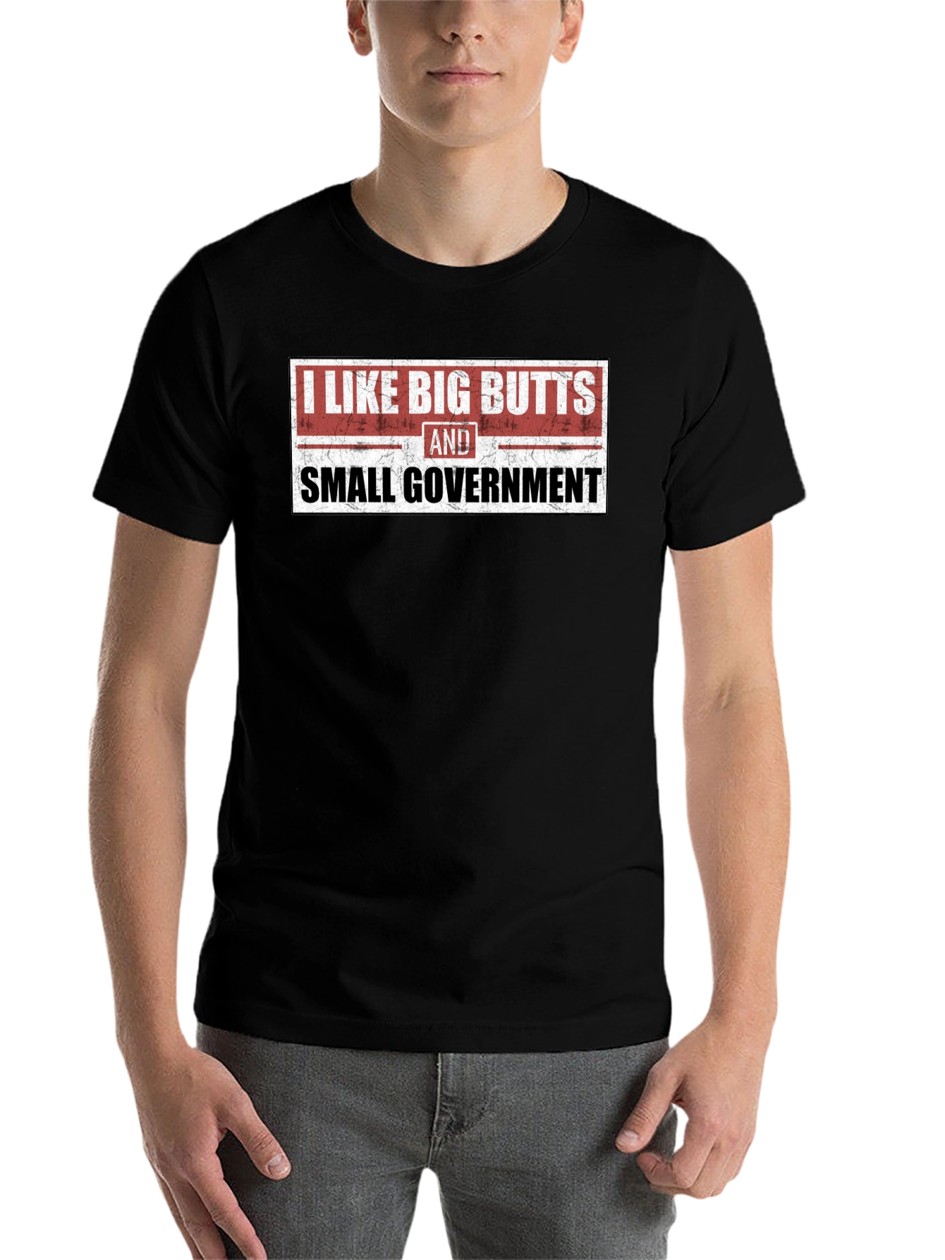 Black I Like Big Butts and Small Government Black Tee view 7