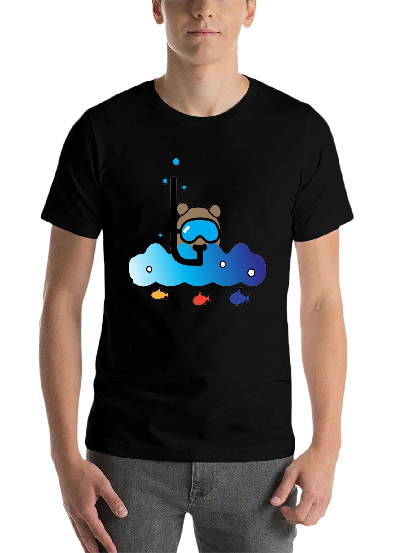Black Scuba Bear Graphic Tee - Dive into Style! view 7