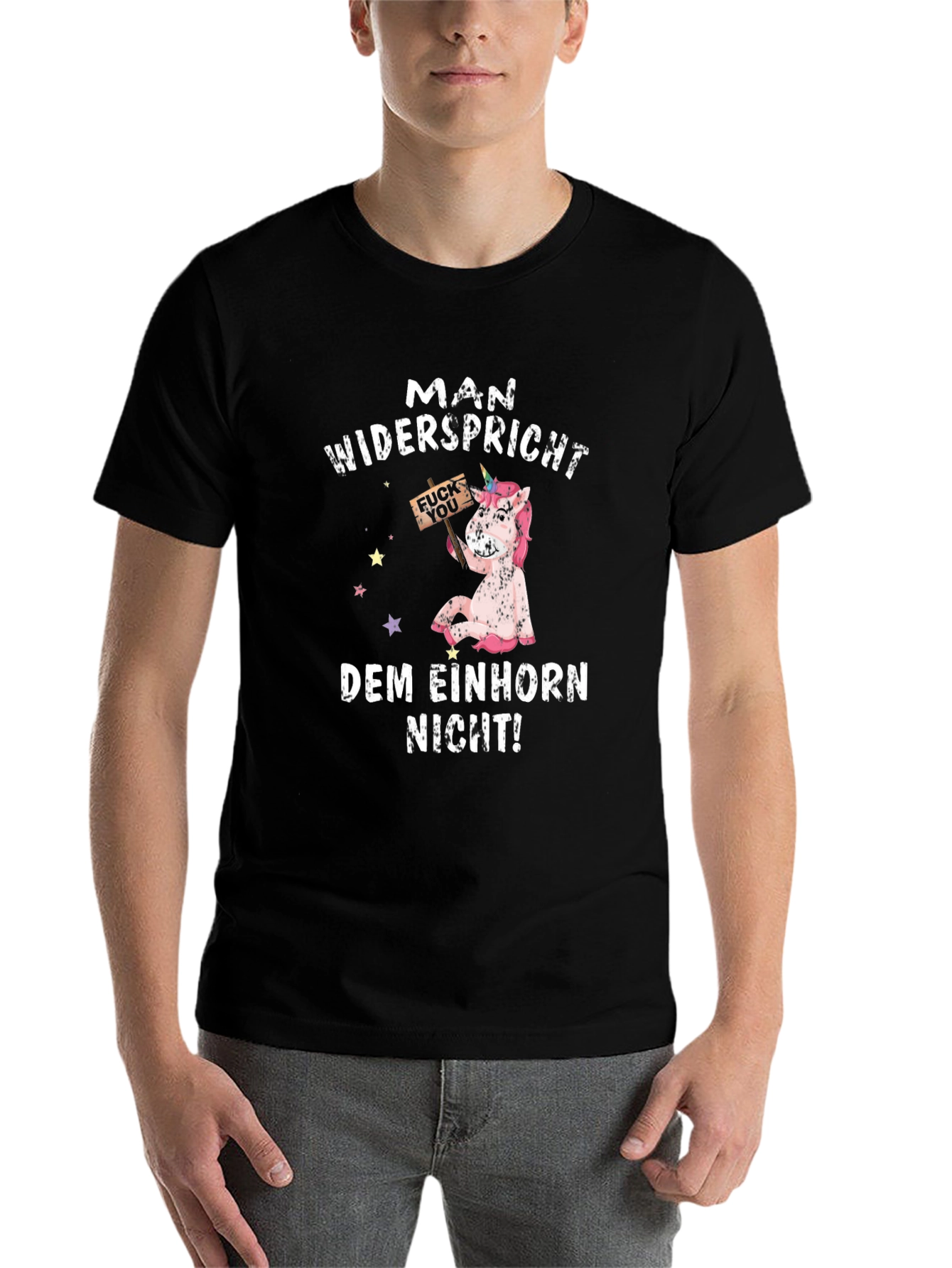 Black Unicorn Graphic Men's Black T-Shirt view 7