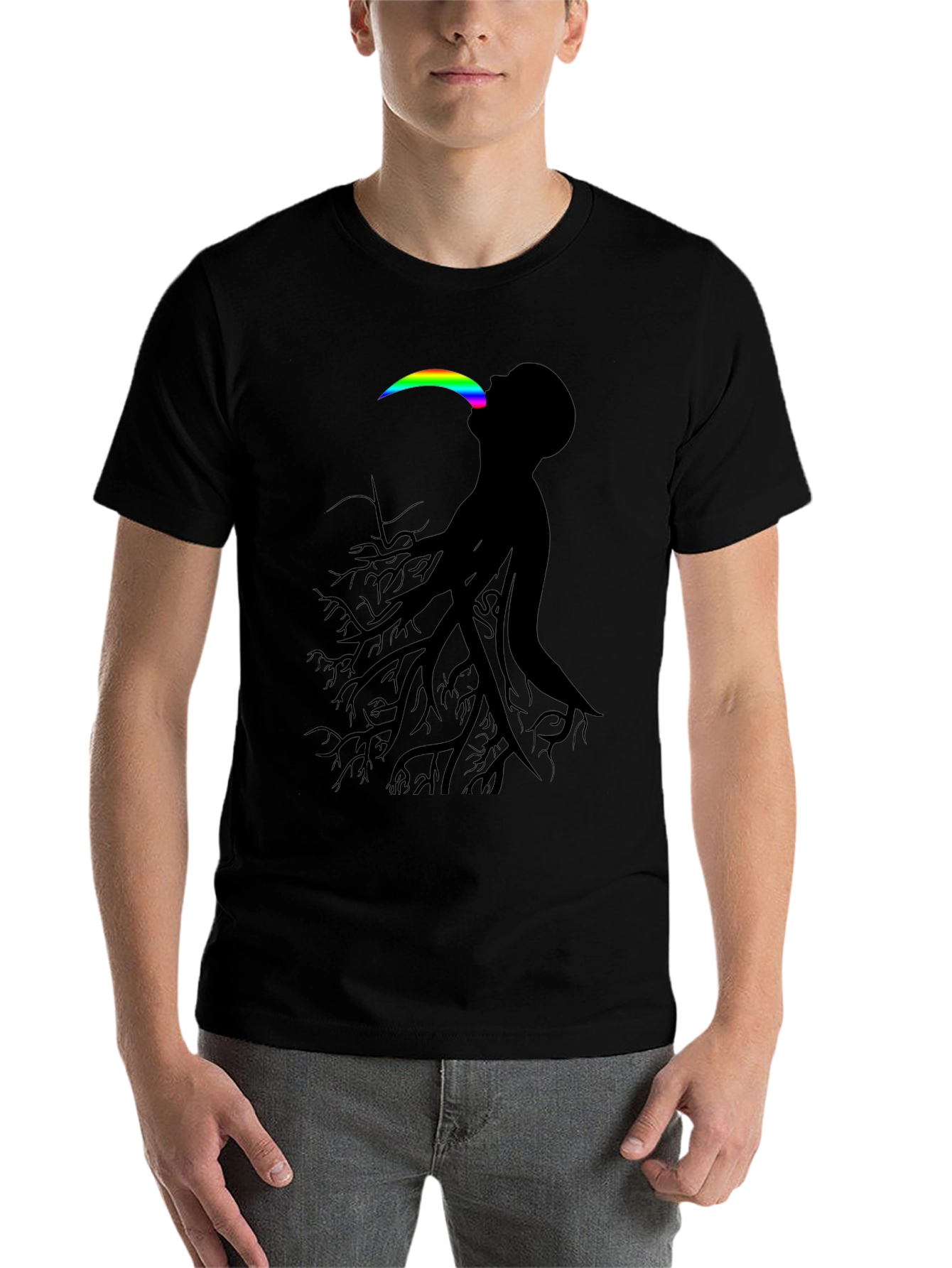 Black Abstract Tree Man Graphic Tee - Black view 7
